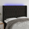 Zagłówek do łóżka z LED, czarny, 163x16x118/128 cm, tkanina