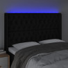 Zagłówek do łóżka z LED, czarny, 163x16x118/128 cm, tkanina