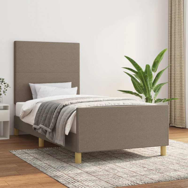 Rama łóżka bez materaca, taupe, 100x200 cm, obita tkaniną