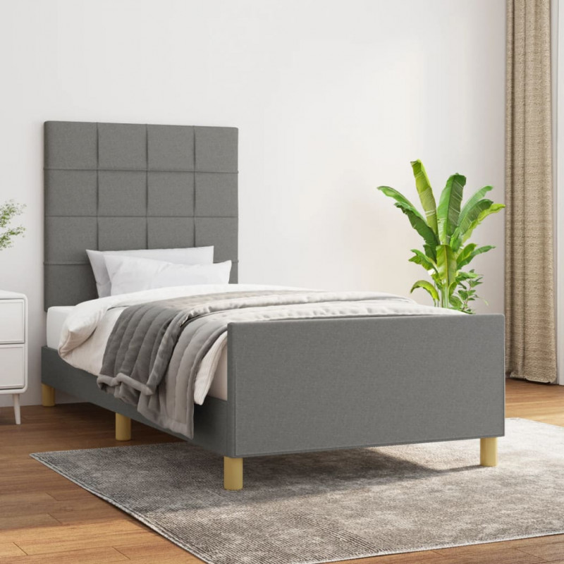 Rama łóżka bez materaca, ciemnoszara, 80x200 cm, obita tkaniną