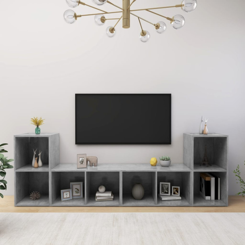 Szafki TV, 4 szt., szarość betonu, 72x35x36,5 cm, płyta wiórowa