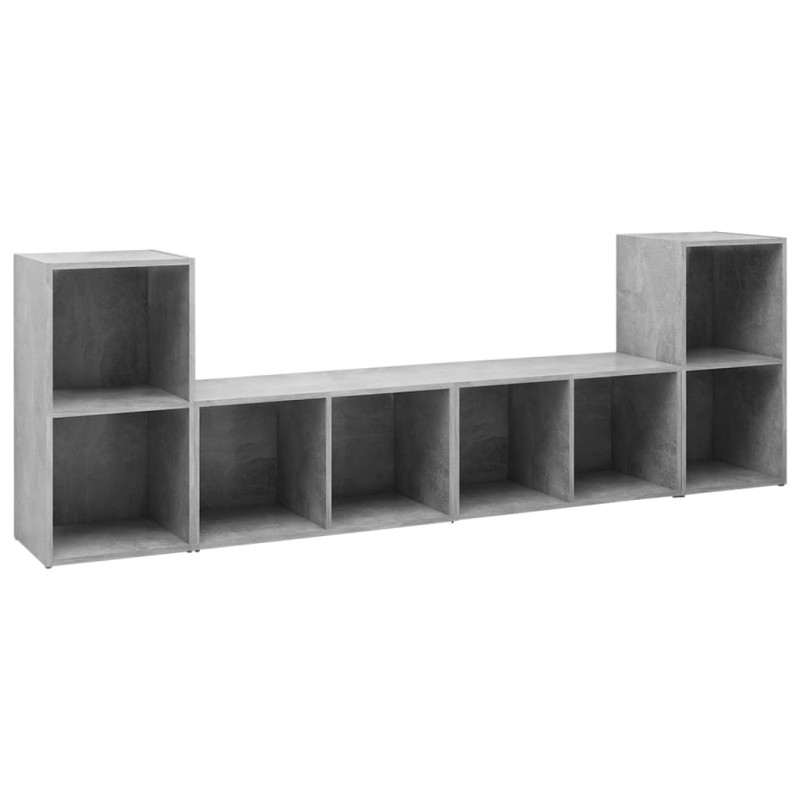 Szafki TV, 4 szt., szarość betonu, 72x35x36,5 cm, płyta wiórowa