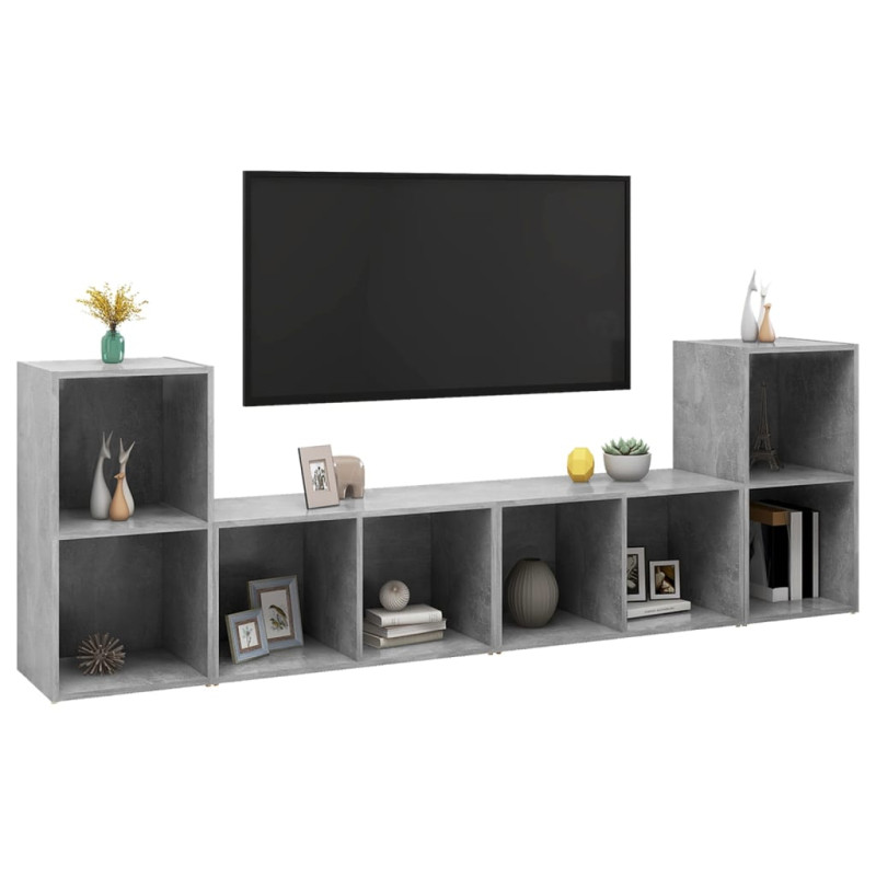 Szafki TV, 4 szt., szarość betonu, 72x35x36,5 cm, płyta wiórowa