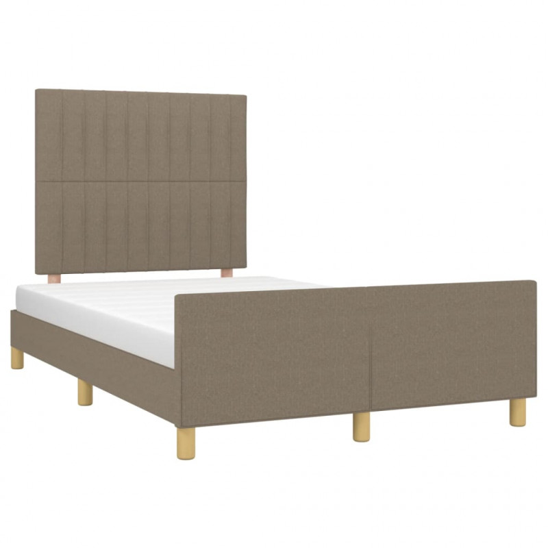 Rama łóżka bez materaca, taupe, 120x200 cm, obita tkaniną