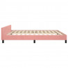 Rama łóżka z zagłówkiem, różowa, 160x200 cm, aksamitna