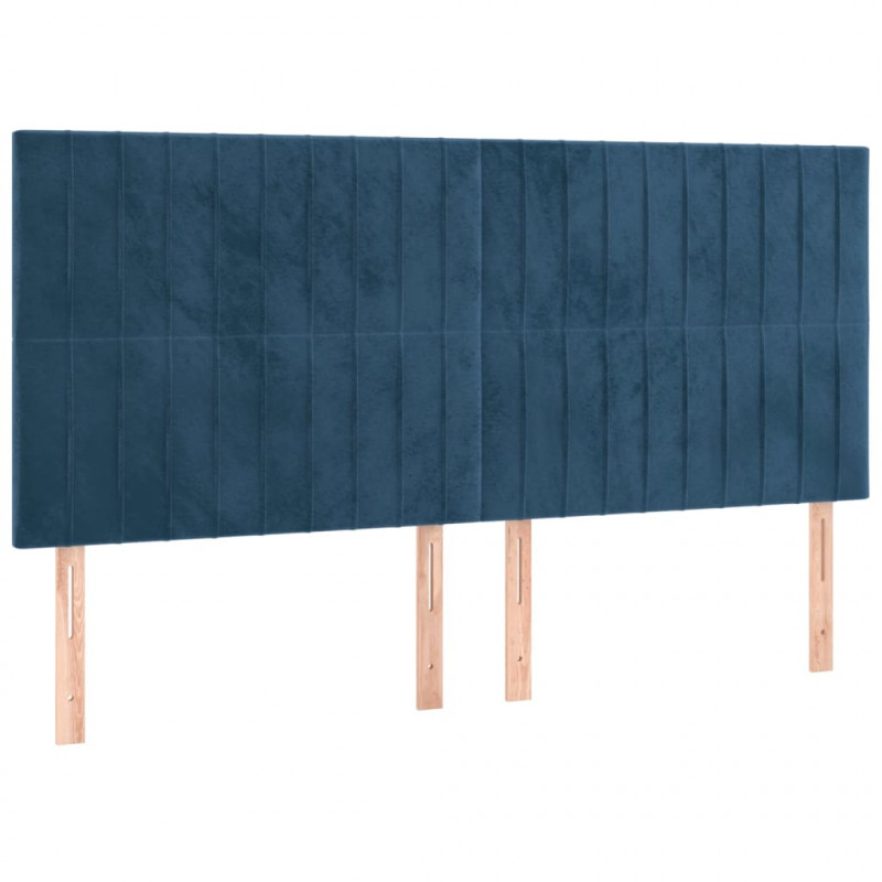 Rama łóżka bez materaca, ciemnoniebieska, 200x200 cm, aksamitna