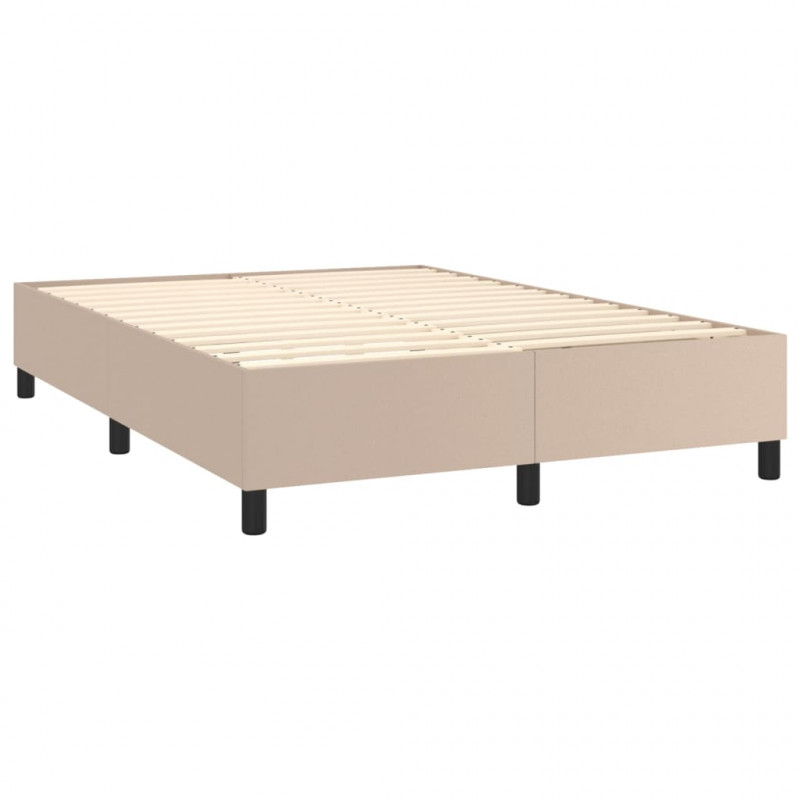 Łóżko kontynentalne z materacem, cappuccino, ekoskóra 140x200cm
