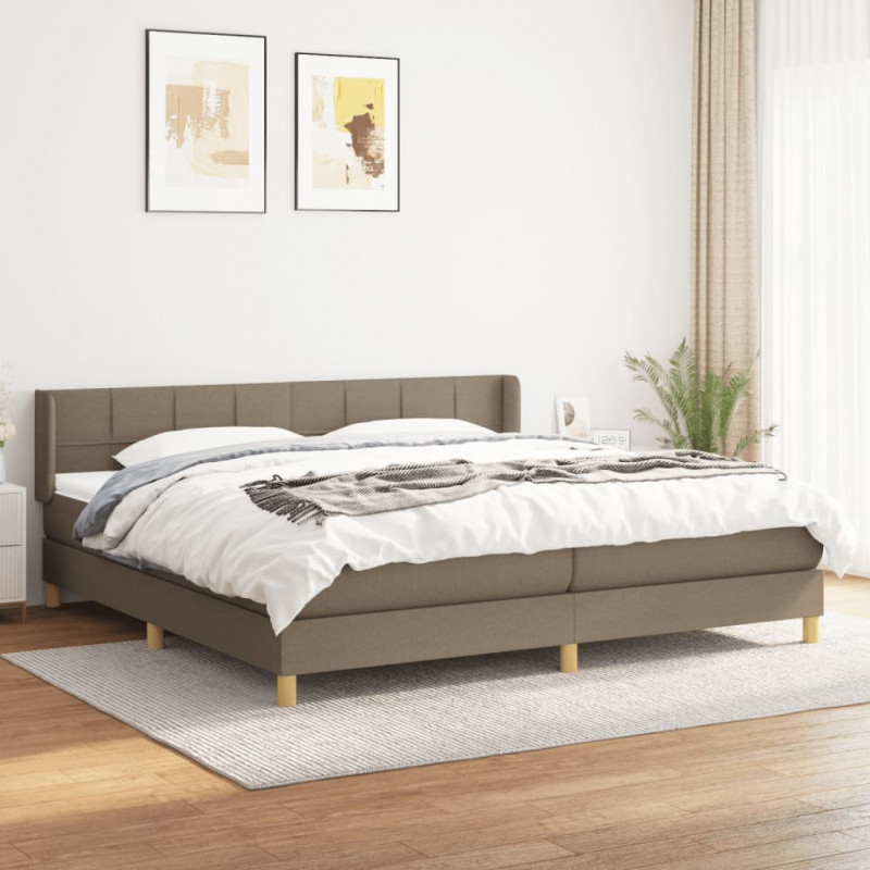 Łóżko kontynentalne z materacem, taupe, tkanina, 200x200 cm