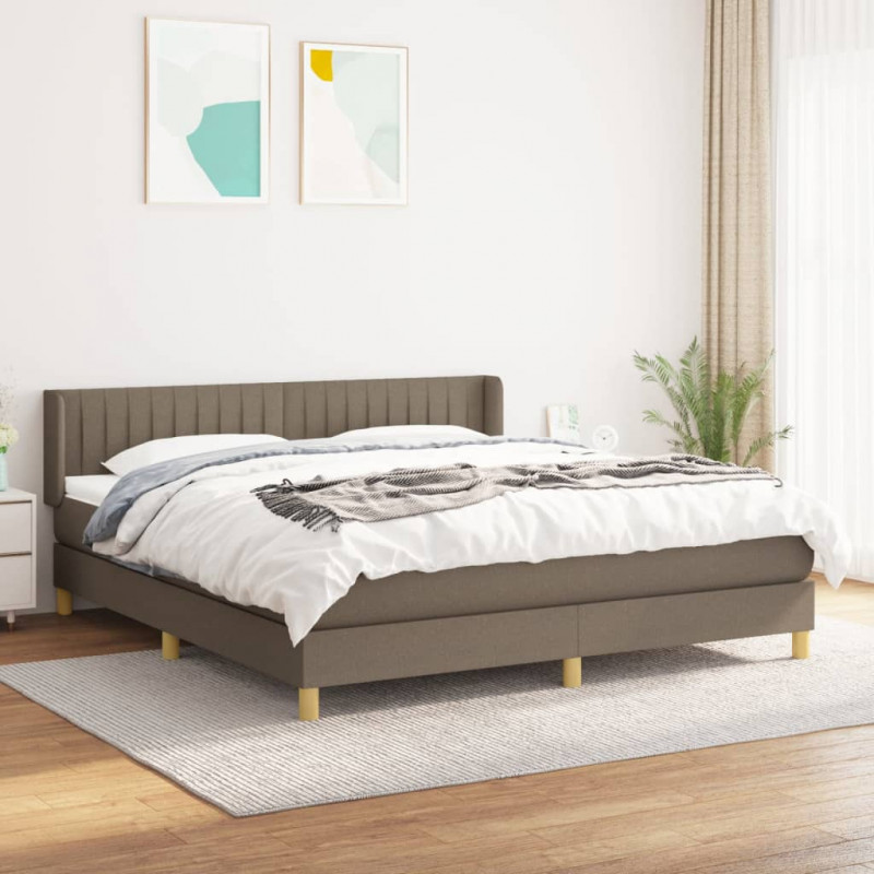 Łóżko kontynentalne z materacem, taupe, tkanina, 180x200 cm