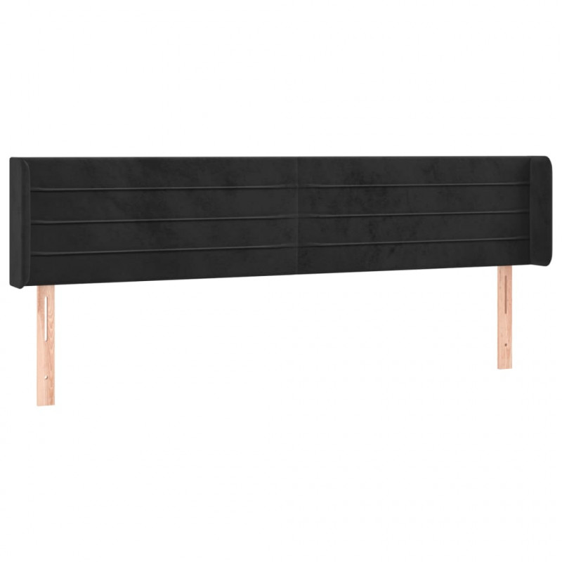 Zagłówek do łóżka z LED, czarny, 183x16x78/88 cm, aksamit