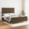 Rama łóżka bez materaca, ciemnobrązowa, 140x200 cm, tkanina