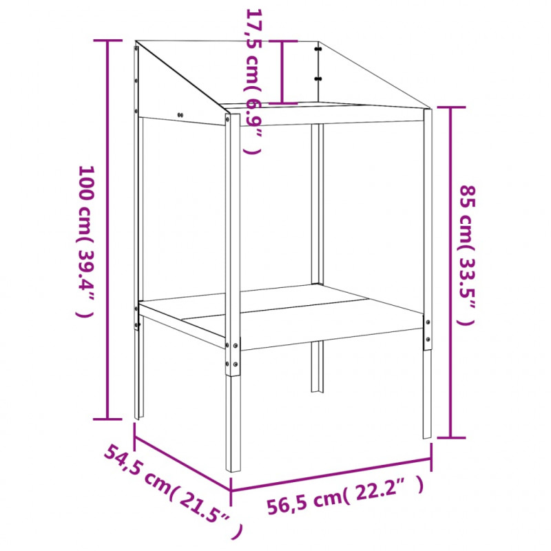 Kwietnik, antracytowy, 56,5x54,5x100 cm, stal galwanizowana