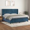 Łóżko kontynentalne z materacem, niebieskie, aksamit, 200x200cm