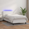 Łóżko kontynentalne z materacem i LED, biała ekoskóra 90x200 cm