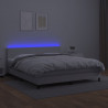 Łóżko kontynentalne z materacem i LED, biała ekoskóra 180x200cm