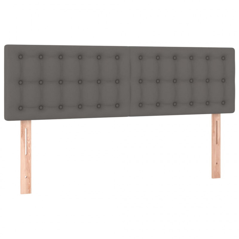 Łóżko kontynentalne z materacem i LED, szara ekoskóra 140x200cm