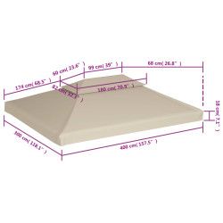 Zadaszenie altany ogrodowej, 310 g/m², beżowe, 3x4 m