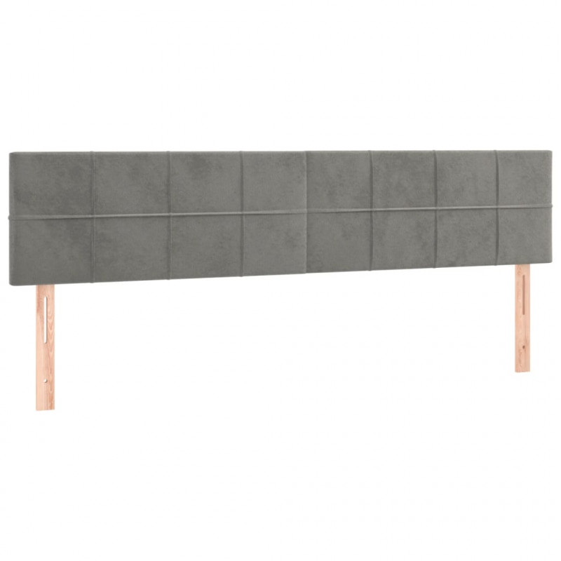 Łóżko kontynentalne z materacem i LED, szare 200x200cm, aksamit