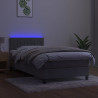 Łóżko kontynentalne z materacem i LED, szare 100x200cm, aksamit