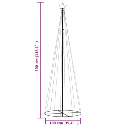 Choinka stożkowa, 310 ciepłych białych LED, 100x300 cm