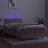 Łóżko kontynentalne z materacem i LED, różowy aksamit 90x190 cm