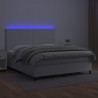 Łóżko kontynentalne z materacem i LED, biała ekoskóra 180x200cm