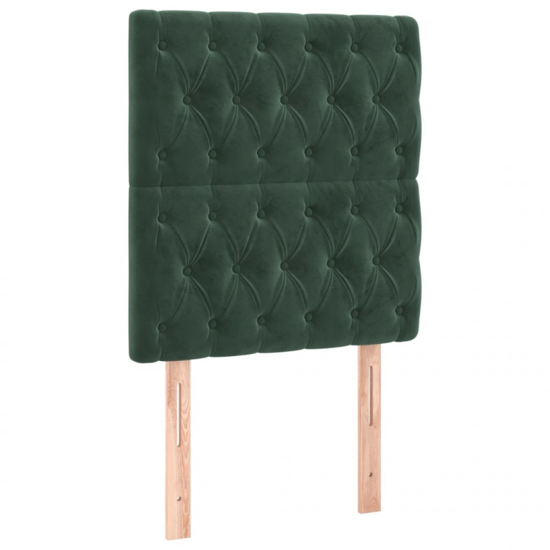 Łóżko kontynentalne z materacem i LED zielony aksamit 100x200cm