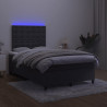 Łóżko kontynentalne z materacem i LED, czarny aksamit 120x200cm