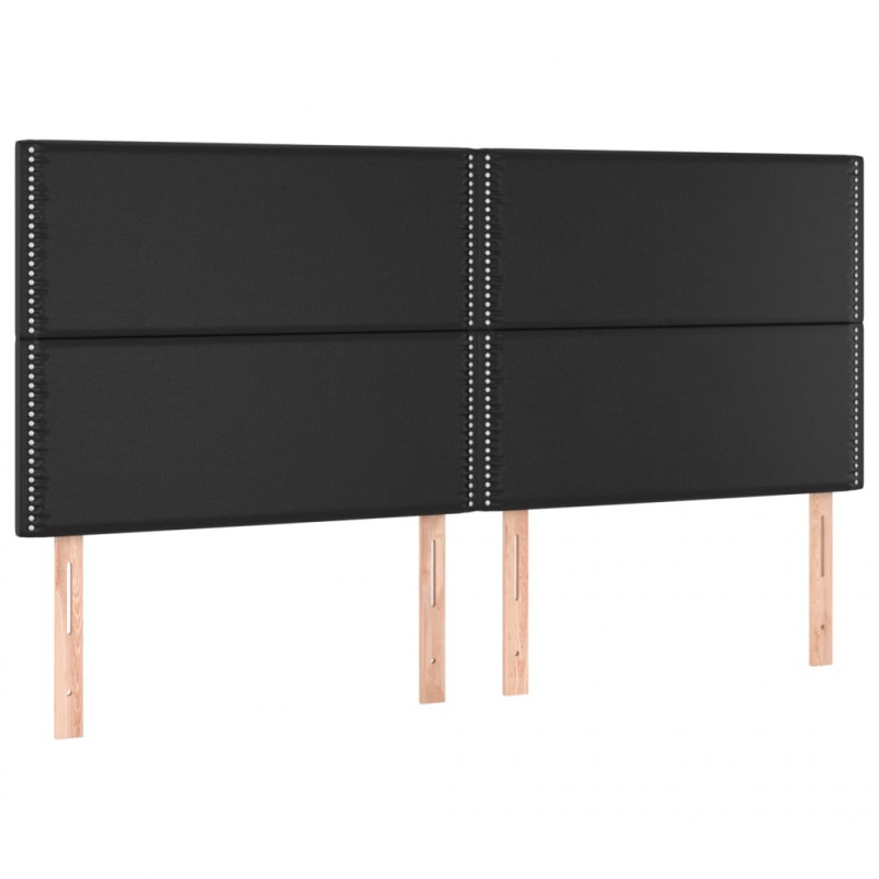 Łóżko kontynentalne z materacem, czarne, ekoskóra 200x200 cm