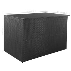 Skrzynia ogrodowa, czarna, 150 x 100 x 100 cm, rattan PE