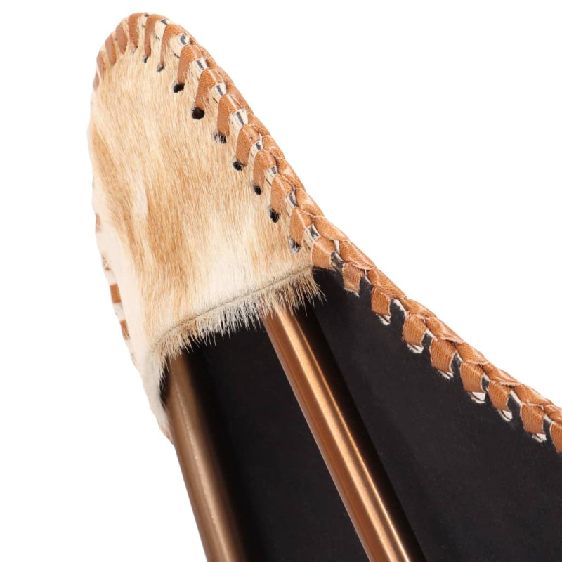 Krzesło motyl, brązowo-białe, naturalna kozia skóra