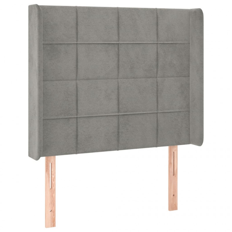 Łóżko kontynentalne z materacem i LED, szare 80x200 cm, aksamit