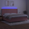 Łóżko kontynentalne z materacem i LED, różowy aksamit 200x200cm