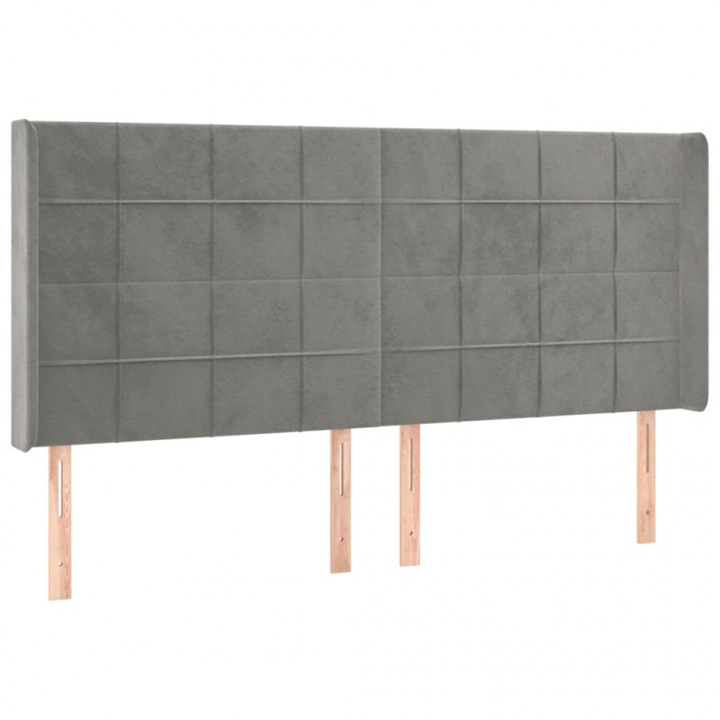 Łóżko kontynentalne z materacem i LED, szare 200x200cm, aksamit