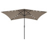 Parasol ogrodowy z LED i stalowym słupkiem, taupe, 2x3 m