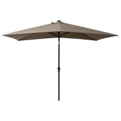 Parasol ogrodowy z LED i stalowym słupkiem, taupe, 2x3 m