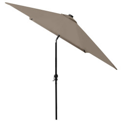 Parasol ogrodowy z LED i stalowym słupkiem, taupe, 2x3 m