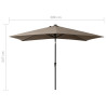 Parasol ogrodowy z LED i stalowym słupkiem, taupe, 2x3 m