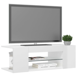 Szafka TV z oświetleniem LED, wysoki połysk, biała, 90x39x30 cm