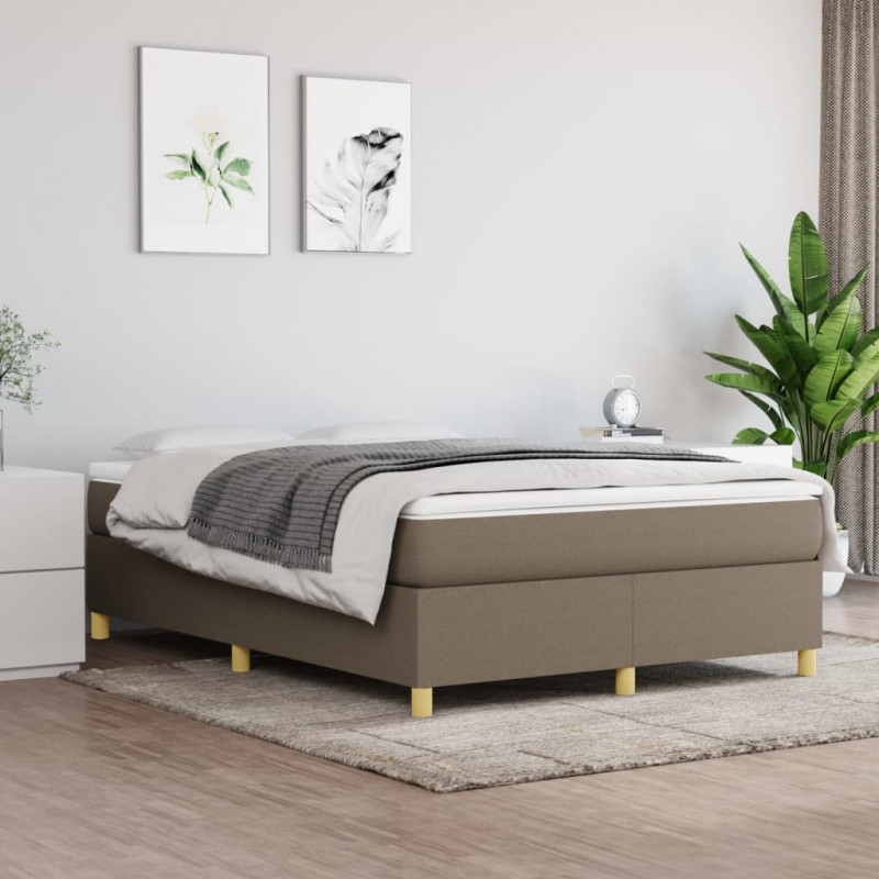 Łóżko kontynentalne z materacem, taupe, tkanina, 140x200 cm