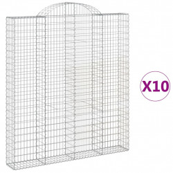 Kosze gabionowe, 10 szt, 200x30x220/240cm, galwanizowane żelazo