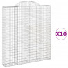 Kosze gabionowe, 10 szt, 200x30x220/240cm, galwanizowane żelazo