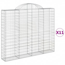Kosze gabionowe, 11 szt, 200x30x160/180cm, galwanizowane żelazo