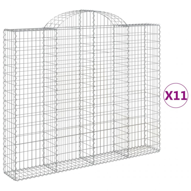 Kosze gabionowe, 11 szt, 200x30x160/180cm, galwanizowane żelazo