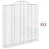 Kosze gabionowe, 12 szt, 200x30x200/220cm, galwanizowane żelazo