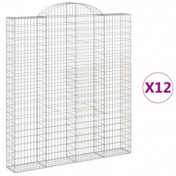Kosze gabionowe, 12 szt, 200x30x220/240cm, galwanizowane żelazo