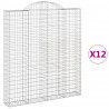 Kosze gabionowe, 12 szt, 200x30x220/240cm, galwanizowane żelazo