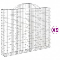 Kosze gabionowe, 9 szt. 200x30x160/180 cm, galwanizowane żelazo
