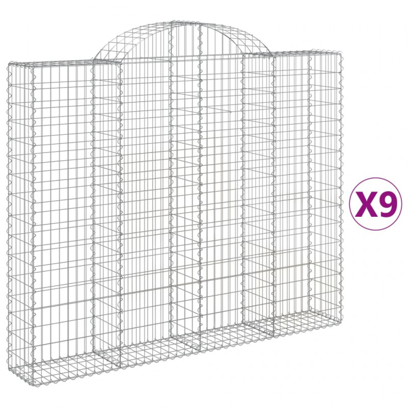 Kosze gabionowe, 9 szt. 200x30x160/180 cm, galwanizowane żelazo