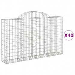 Kosze gabionowe, 40 szt, 200x30x120/140cm, galwanizowane żelazo